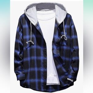 Lavnis Men's Plaid Hooded Shirts - Casual Long Sleeve Lightweight Shirt …